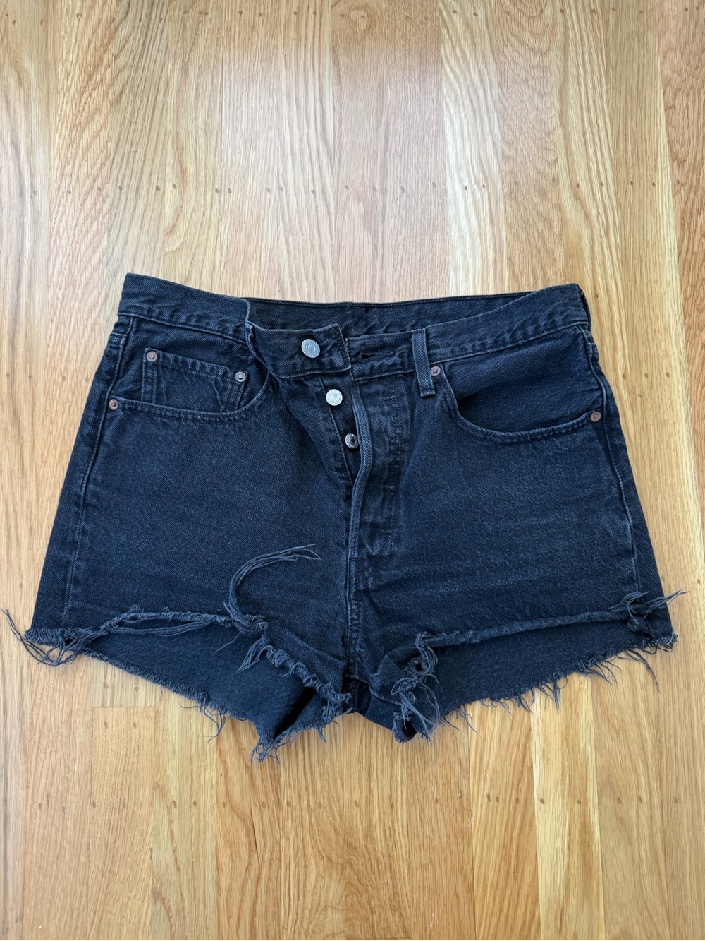 Levi’s 501 High-Rise Black Cutoff Denim Shorts